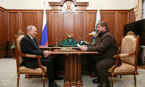 Head of the Chechen Republic Ramzan Kadyrov (R) meets Russian president Vladimir Putin in Moscow in March.