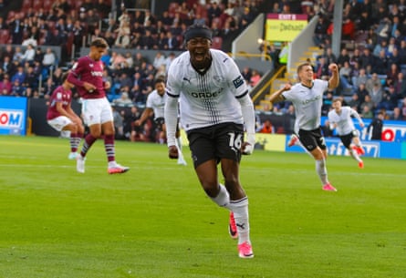 Mohammed Fuseini celebrates scoring a late equaliser for Derby.