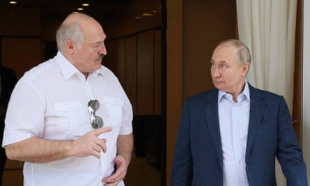Belarusian president Alexander Lukashenko and Vladimir Putin