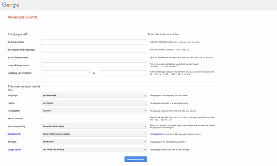 Google’s advanced search page is the tool to properly drill down into the results.