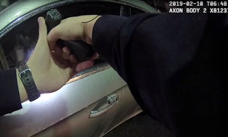 A screen grab from the police body-cam footage of the shooting. 