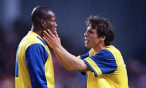 Faustino Asprilla and Gianfranco Zola during the 1994 European Cup Winners’ Cup final against Arsenal