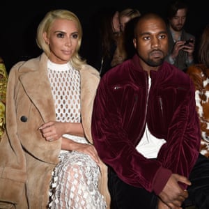 Kim Kardashian West and Kanye West on the front row during Paris fashion week, 2015.