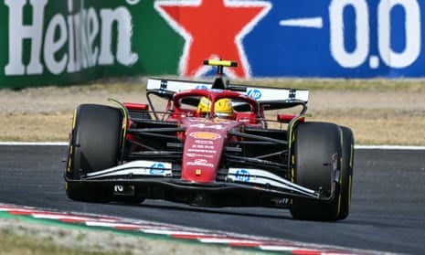 Ferrari's Lewis Hamilton drives during the qualifying session at Suzuka Circuit