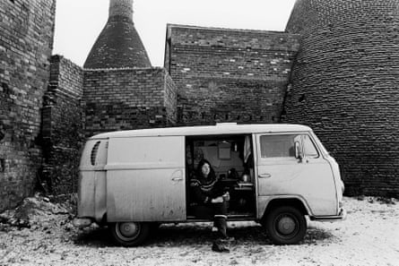 Lady in the van … Wiedel in her mobile darkroom and home while photographing Vulcan’s Forge, a study of industries in the West Midlands in 1970s.