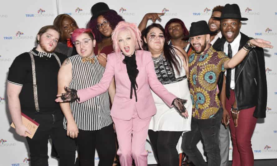 Cyndi Lauper and True Colors Fund members at a gala in Hollywood this month.
