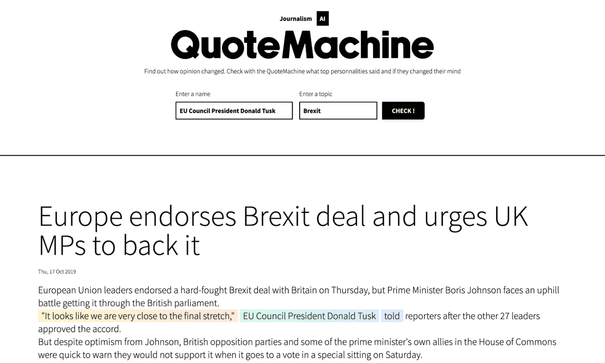 QuoteMachine screengrab