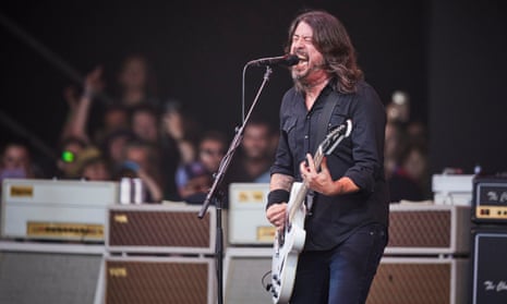 Dave Grohl performing on the Pyramid stage.
