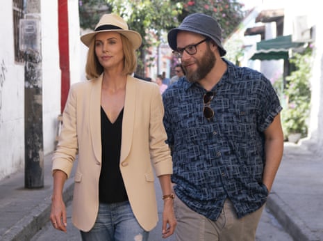 Charlize Theron and Seth Rogen in Long Shot.