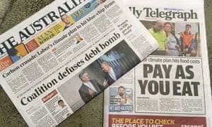 Ahead of budget 2019, the front pages of the Australian and the Daily Telegraph newspapers on 2 April feature a barrage of negative stories about Labor’s climate change policy.