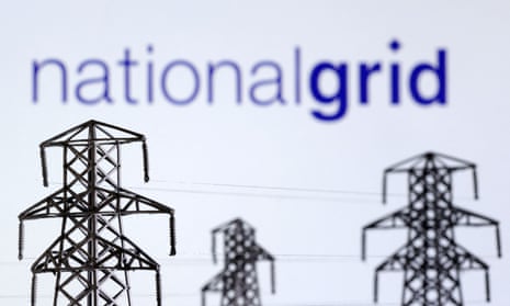 Illustration: Electric power transmission pylon miniatures and National Grid logo