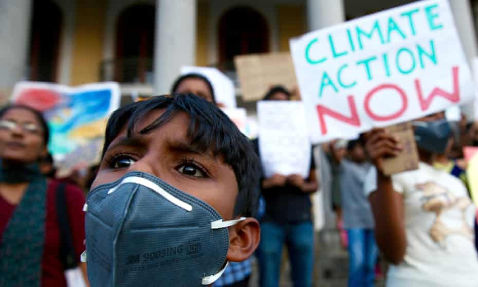 A climate emergency protest in Bangalore, India