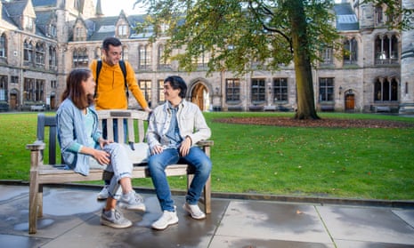 Students in the East Quadrangle at the University of Glasgow.