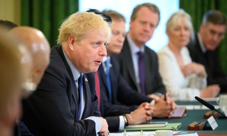 Boris Johnson at a cabinet meeting on Tuesday.