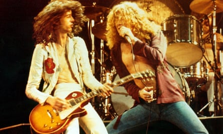 Led Zeppelin … Jimmy Page (left) and Robert Plant, 1976.