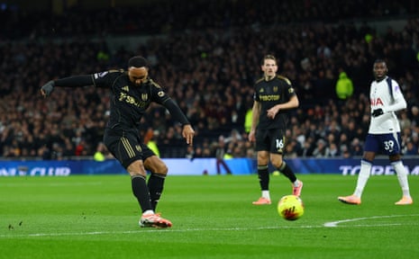 Fulham's Kenny Tete fires home to give the visitors an early lead at Tottenham.