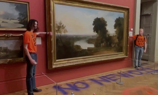 Just Stop Oil activists glue themselves to Turner painting frame in  Manchester | Environmental activism | The Guardian