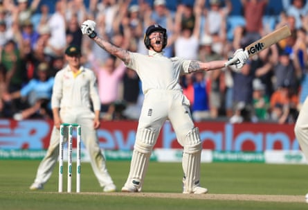 Ben Stokes celebrates winning the third Test at Headingley.