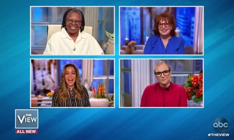 An earlier lineup of The View from 2020 featuring, from top left, Whoopi Goldberg, Joy Behar, and from bottom left, Sunny Hostin and Meghan McCain.