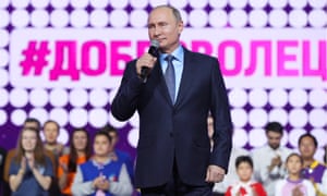 Vladimir Putin speaks at an awards ceremony for volunteers at the CSKA Arena in Moscow on Wednesday. 3574.jpg?width=300&quality=85&auto=forma