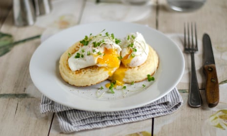 All-day crumpets … ending with poached eggs.