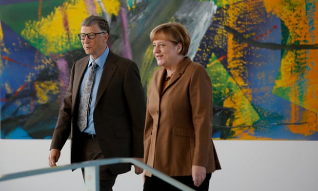German chancellor Angela Merkel and Bill Gates at talks in Berlin in 2014