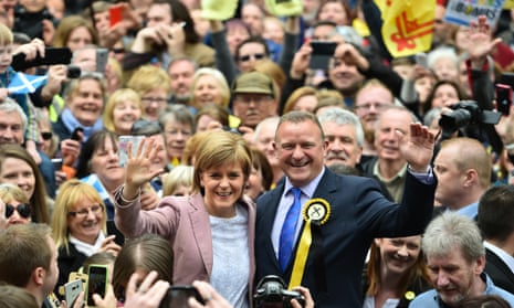 Nicola Sturgeon and Scottish National party councillor Drew Hendry campaign in Inverness.