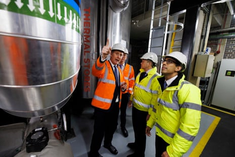 Rishi Sunak and Grant Shapps, the new energy secretary, on a tour of a combined heat and power plant in Kings Cross today following the reshuffle that included the creation of a new energy department.