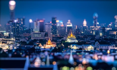 The Bangkok skyline with Golden Mount (Wat Saket) to the right.