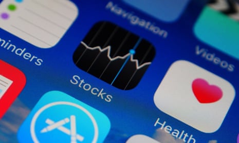 Iphone screen showing stocks app