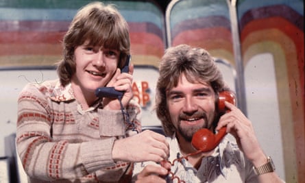 Keith Chegwin and Noel Edmonds, right, presenting Multi-Coloured Swap Shop