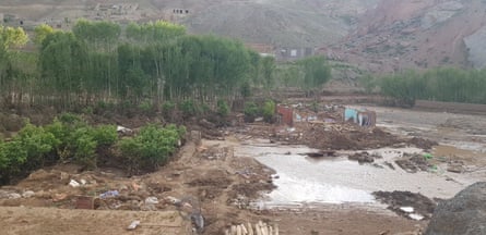 Landscape of Ghor showing destroyed homes and flooding