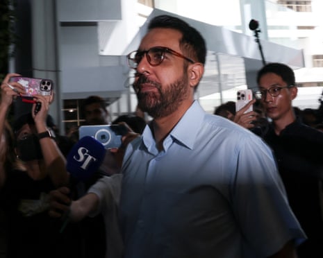 Singapore's Workers' Party Chief Pritam Singh walks outside the State Courts in Singapore February 17, 2025. REUTERS/Edgar Su