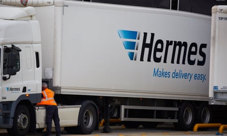 A Hermes lorry at the company’s distribution base off the M62 at Burtonwood, Cheshire.
