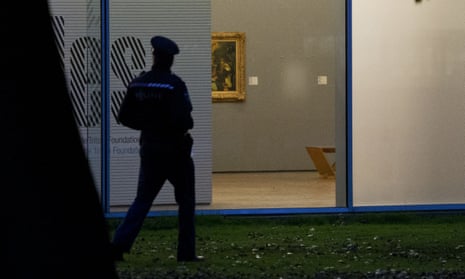 A space on the wall marks where a painting was removed in a robbery at the Rotterdam Kunsthal museum in 2012