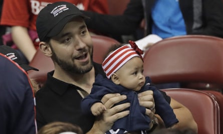 Serena Williams’s husband Alexis Ohanian and their daughter Alexis Olympia watch her in action at the Fed Cup earlier this month.