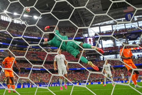 Norway's Antonio Nusa scores their opening goal.