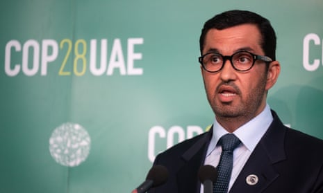 Sultan Al Jaber speaking at a climate change conference in Bonn.