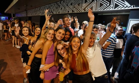 Clubbers queue to get into Pryzm nightclub in Brighton, 19 July 2021.
