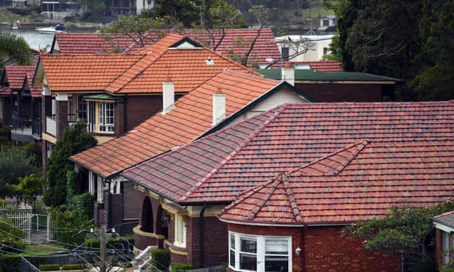 Stock image of houses with red tile rooves in Sydney