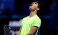 A stunning performance on Friday by the world No 2, Carlos Alcaraz, earned the Spaniard a 6-4, 6-4 victory over Daniil Medvedev to secure his place in the last four of the ATP Finals