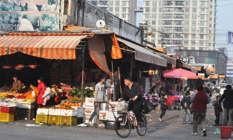 A food market in Changping district, Dongguan, China.