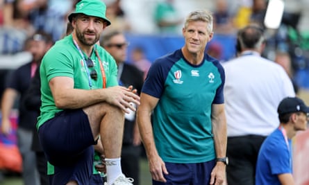 Ireland’s Jack Conan and defence coach Simon Easterby 