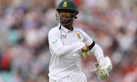 Khaya Zondo after being dismissed by Stuart Broad on his Test debut at the Oval.