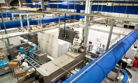 An overhead view of the Hotel Chocolat factory floor in Huntingdon.