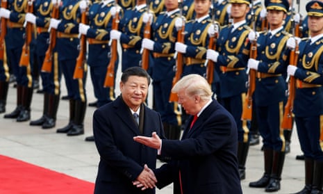 Donald Trump takes part in a welcoming ceremony with China’s President Xi Jinping in Beijing in 2017.