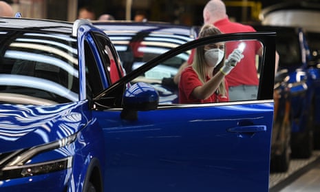 Nissan employees make final checks to cars at a plant in Sunderland, north east England. The carmaker includes ‘sexual activity’ in the data it collects.