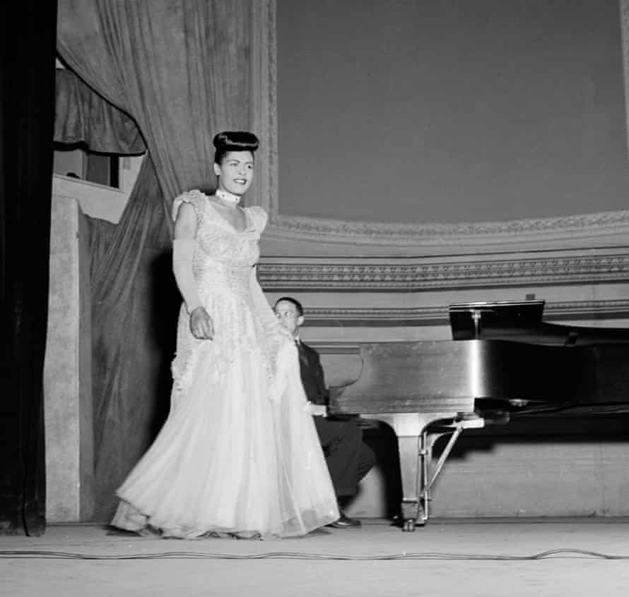 Billie Holiday on stage in the 40s