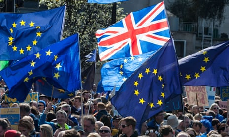 Protesters at a march against Brexit held in London in 2017