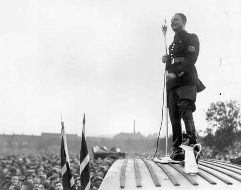 Oswald Mosley speaking at a rally in Leeds in 1936.